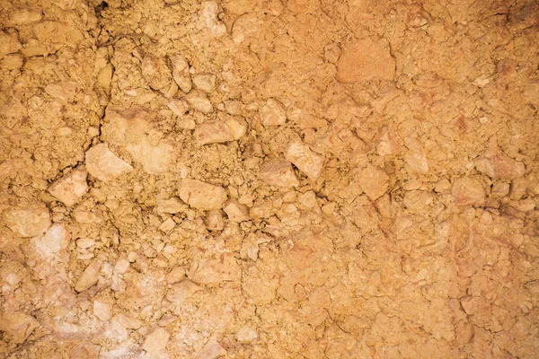 Kaya gibi kuru zemin, terracotta rengi ve deseni çatlaklarla dolu.