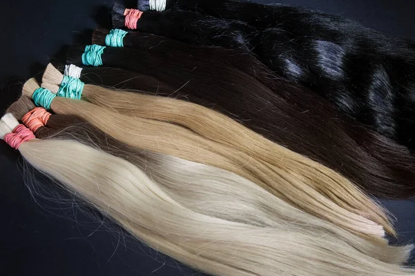 photo strands of hair for extensions.