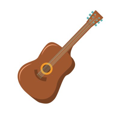  Beyaz arkaplanda izole edilmiş bir gitarın vektör çizimi