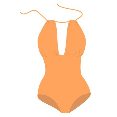  Beyaz arka planda izole edilmiş turuncu renkte bir yaz plaj mayosunun vektör çizimi