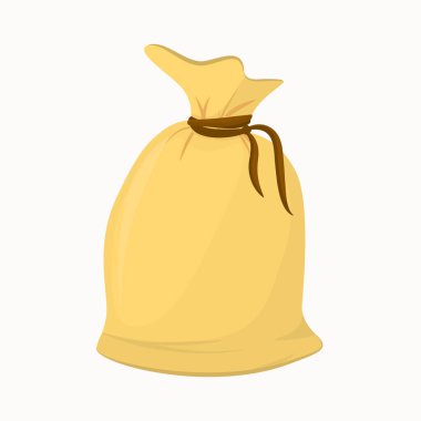  Beyaz arkaplanda izole edilmiş kahverengi bir bez çantanın vektör çizimi