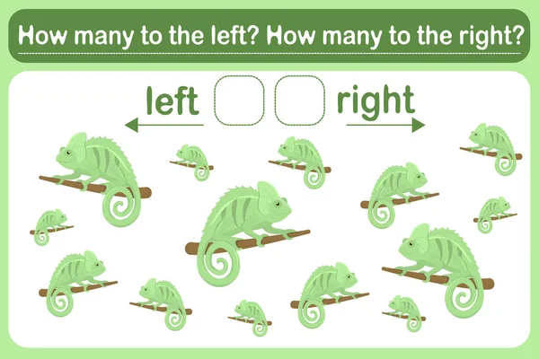 Logic Game Kids Called Left Right Spatial Orientation Chameleons Training — Διανυσματικό Αρχείο