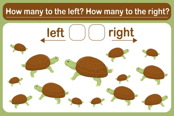 Logic Game Kids Called Left Right Spatial Orientation Turtles Training — Διανυσματικό Αρχείο