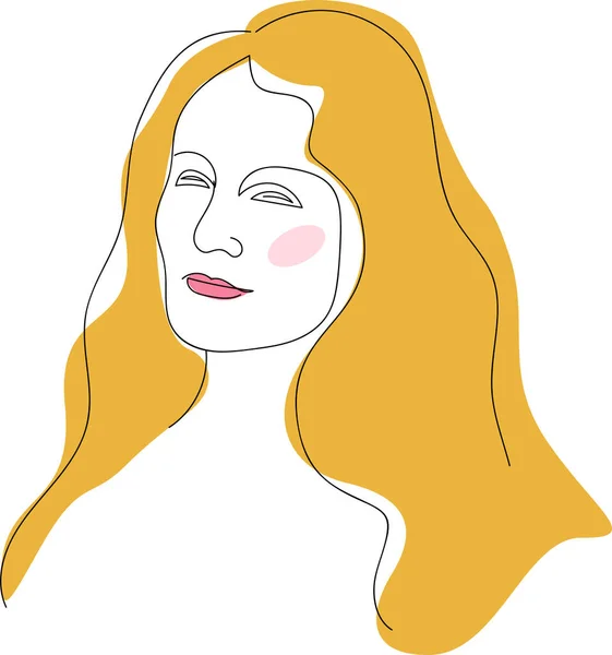 Ilustração Vetorial Retrato Uma Jovem Mulher Estilo Uma Linha Fundo — Vetor de Stock