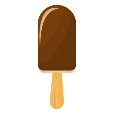  Tahta bir çubukta çikolata kaplı dondurmanın vektör çizimi