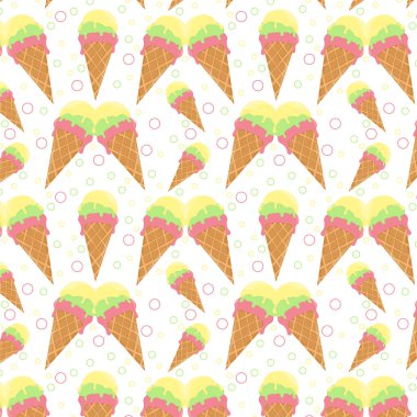  Beyaz arka planda dondurma külahlı yaz vektör deseni