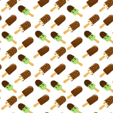  Beyaz zemin üzerinde dondurma olan yaz vektör deseni