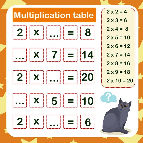 Illustration Vectorielle Table Multiplication Par Avec Pour Tâche Consolider Connaissance — Image vectorielle