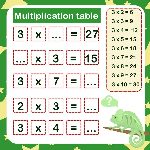 Illustration Vectorielle Table Multiplication Par Avec Pour Tâche Consolider Connaissance — Image vectorielle