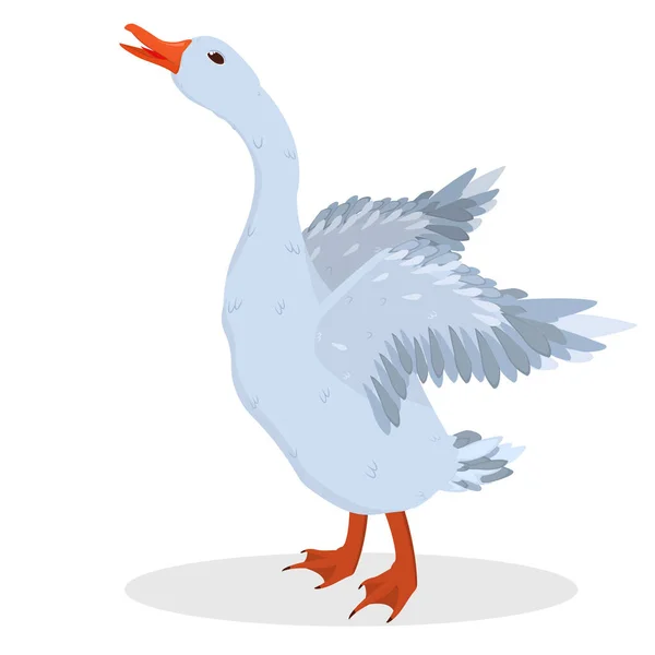 Vector Illustration Gray Goose Isolated White Background — Stock Vector