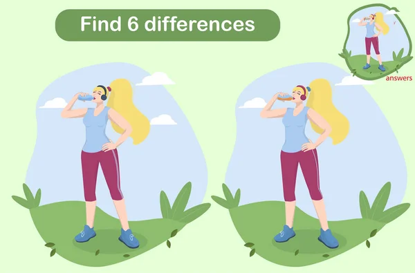 Entretenido Los Niños Vector Ilustración Mindfulness Juego Encontrar Diferencias — Vector de stock
