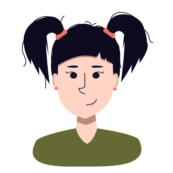 Illustration Vectorielle Portrait Une Jeune Femme Asiatique Souriante Avec Une — Image vectorielle