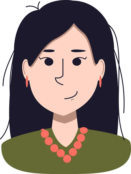 Vektorová Ilustrace Portrétu Mladé Usmívající Asijské Ženy Korálky Kolem Krku — Stockový vektor