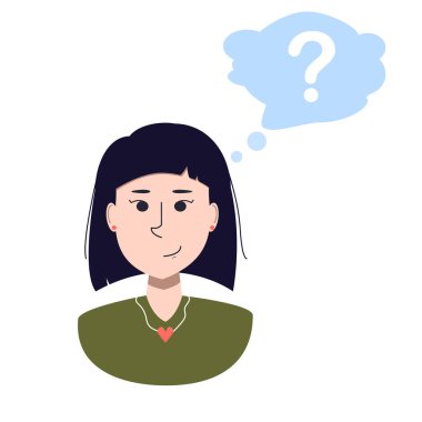  Beyaz arka planda soyutlanmış gülümseyen Asyalı genç bir kadının vektör çizimi