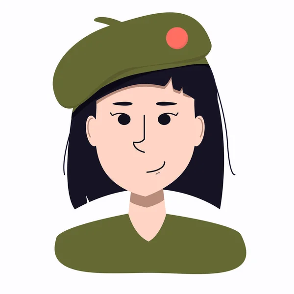 Vector Ilustración Retrato Una Joven Sonriente Mujer Asiática Sombrero Aislado — Vector de stock
