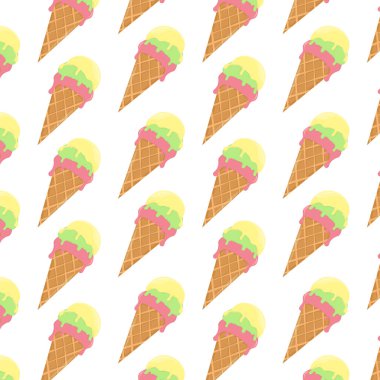  Beyaz arka planda dondurma külahlı yaz vektör deseni