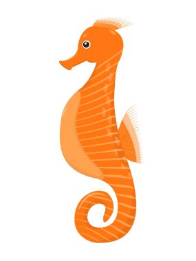  Beyaz arkaplanda izole edilmiş bir deniz atının vektör çizimi