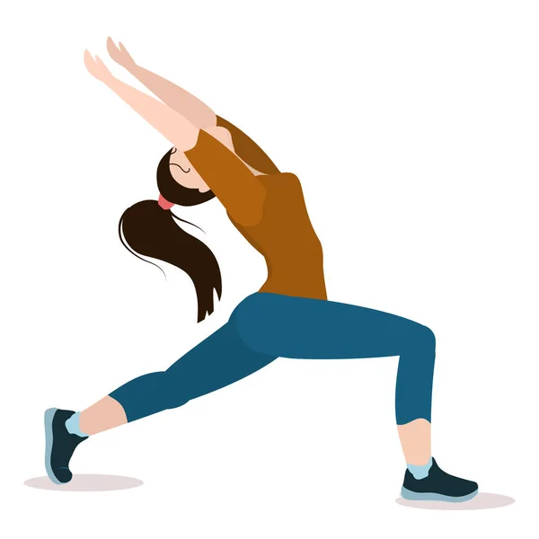 Vektor Illustration Einer Jungen Brünetten Frau Beim Yoga Isoliert Auf — Stockvektor