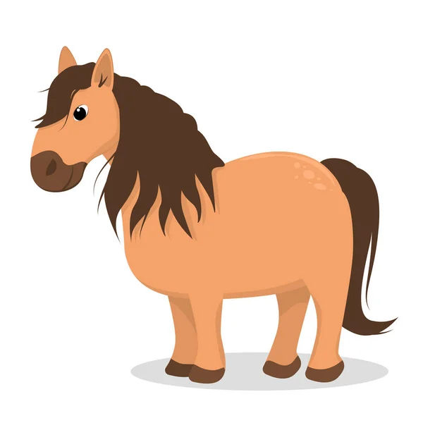 Vector Illustration Brown Pony Isolated White Background — Stock Vector