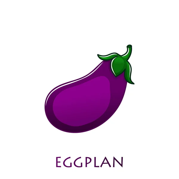 Aubergine isolée sur blanc. Aubergine. Illustration vectorielle. Alimentation végétarienne — Image vectorielle