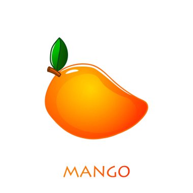 Düz bir mango simgesi. Ayrı bir nesne. Mango logosu. Beyaz arkaplanda vektör illüstrasyonu