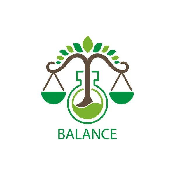 Logotypen för miljölaboratoriet är en färgad provrör med ett grönt träd på en vit bakgrund — Stock vektor