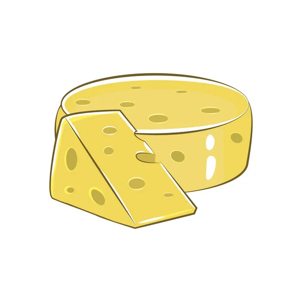 Dreieckiges Stück Käse, Käse-Ikone, Käse-Essen, Vektorillustration — Stockvektor