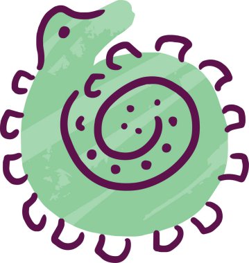 Deniz atı karalaması kıvrılmış renkli bir çizgi film. Düz dijital hayvan vektörü çizimi