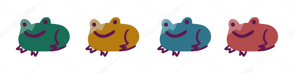 Set of colorful cartoon frog doodle for kids. Flat digital vector illustration isolated on white background vector Set of colorful cartoon frog doodle for kids. Flat digital vector illustration isolated on white background vector