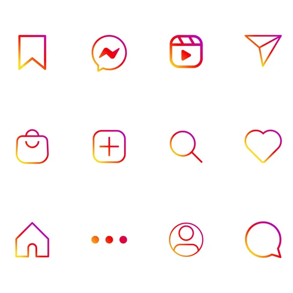 Beyaz arkaplanda izole edilmiş sosyal medya simgeleri. Popüler Instagram simgesi arayüzü. Renk olarak. Web sitesi tasarımı için basit modern vektör değeri, mobil uygulama, ui. Vektör İllüstrasyonu