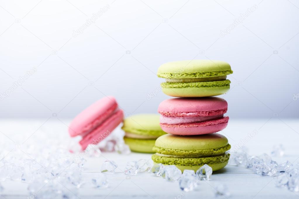 Macaroon cookies on a white background
