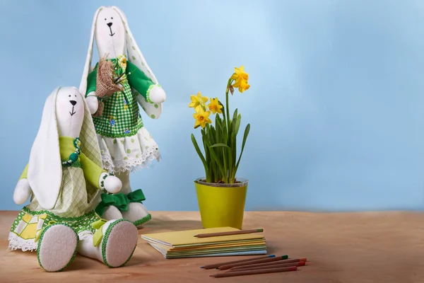 Tilda spring bunny with narcissus