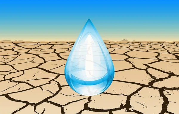 Dry Cracked Soil Needs Water — Stock Vector