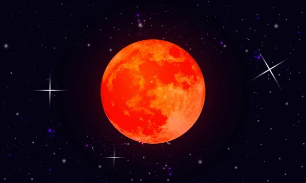 Perfetta Luna Rossa Nel Cielo Scuro Illustrazione Basic Rgb — Vettoriale Stock
