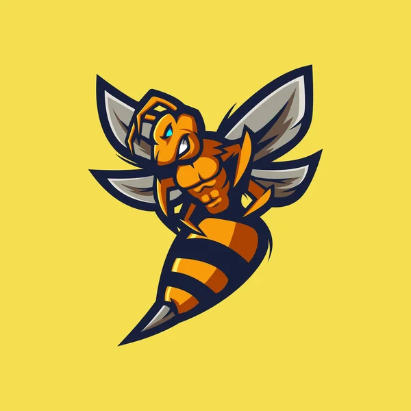 Bee Cartoon Character Mascot Logo Design Illustration Vector — Stock Vector