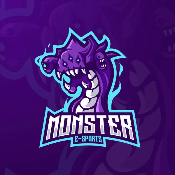 Monster Mascotte Logo Design Vector Met Moderne Illustratie Concept Stijl — Stockvector