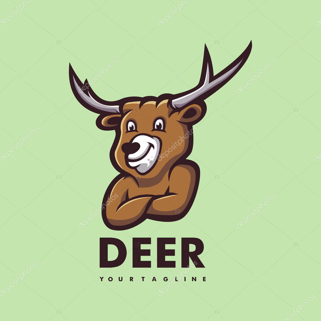 Cartoon logo template with Deer vector illustration