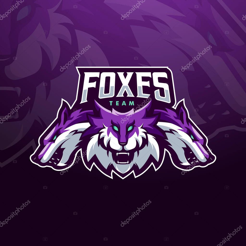 Foxes Mascot Logo Design Vector Illustration for eSports Team