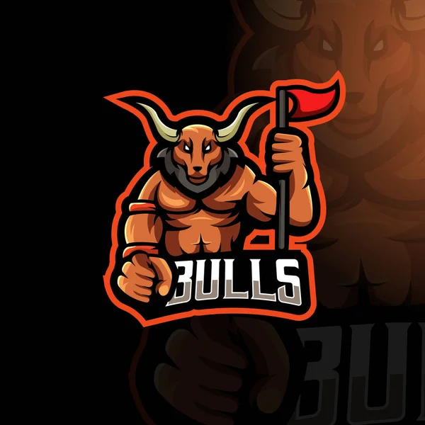 Bulls Maskot Logo Design Vektor Med Modern Illustration Koncept Stil — Stock vektor