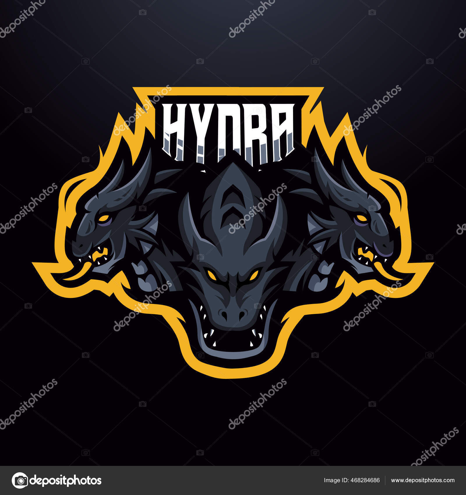 dragon e sports logo gaming mascot, flame fire Stock Vector