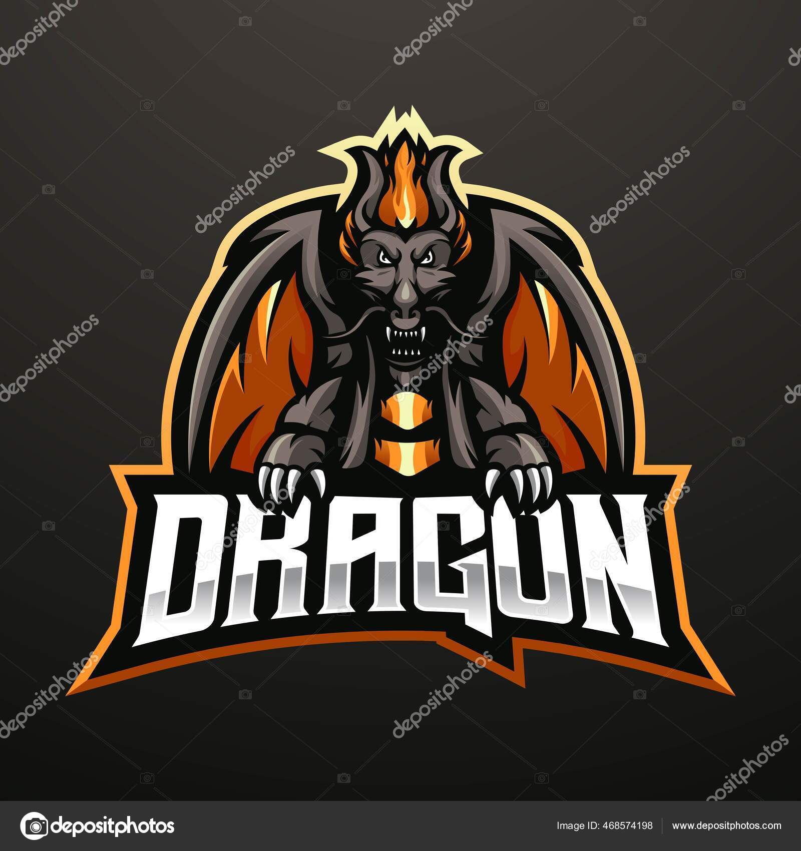 Logotipo da mascote da cabeça do dragão roxo ilustração vetorial dragon  esport gaming mascot logo