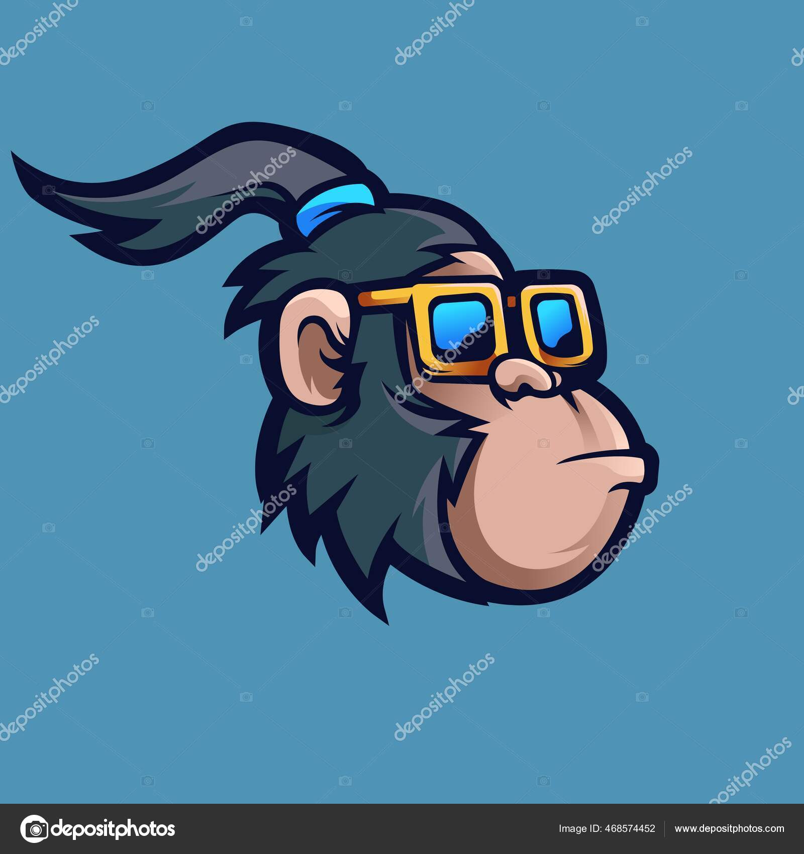 Ilustração do logotipo dos desenhos animados de mascote de macaco bonito