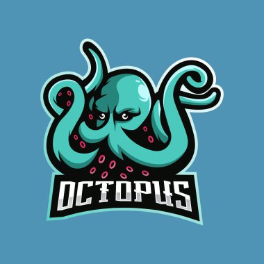 Ahtapot maskotu logo tasarım vektörü