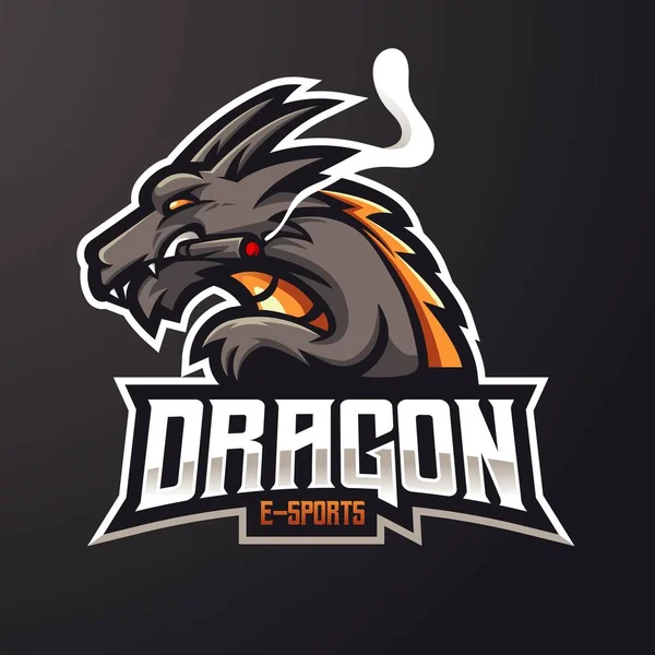 Dragon Mascot Logo Design Vector Modern Illustration Concept Style Badge — Stock Vector