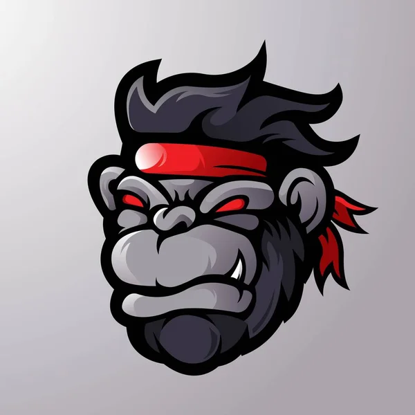 Ilustración Del Logotipo Mascota Dibujos Animados Gorila — Vector de stock