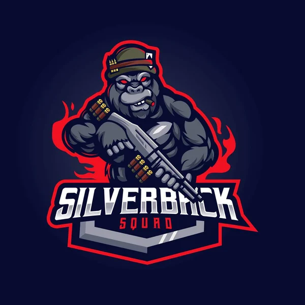Silverback Maskottchen Logo Design Vektor Mit Modernem Illustrationskonzept Für Badge — Stockvektor