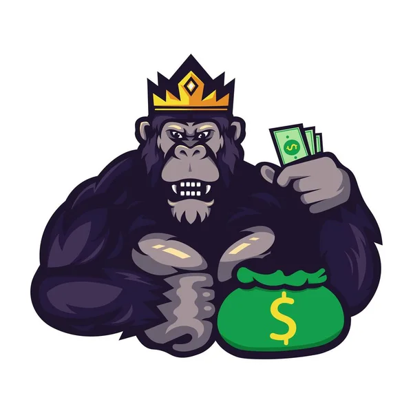 Gorilla Cartoon Maskottchen Logo Design Vektor Mit Transparentem Hintergrund Der — Stockvektor