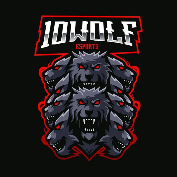 Ten Wolves Mascot Logo Design Vector — Stock Vector