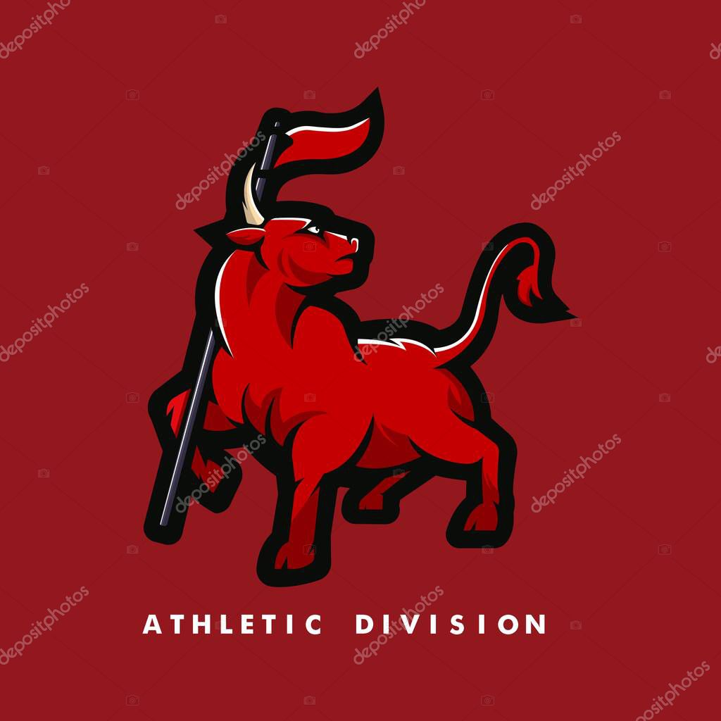 Bull mascot logo design vector with modern illustration concept style for athletic division