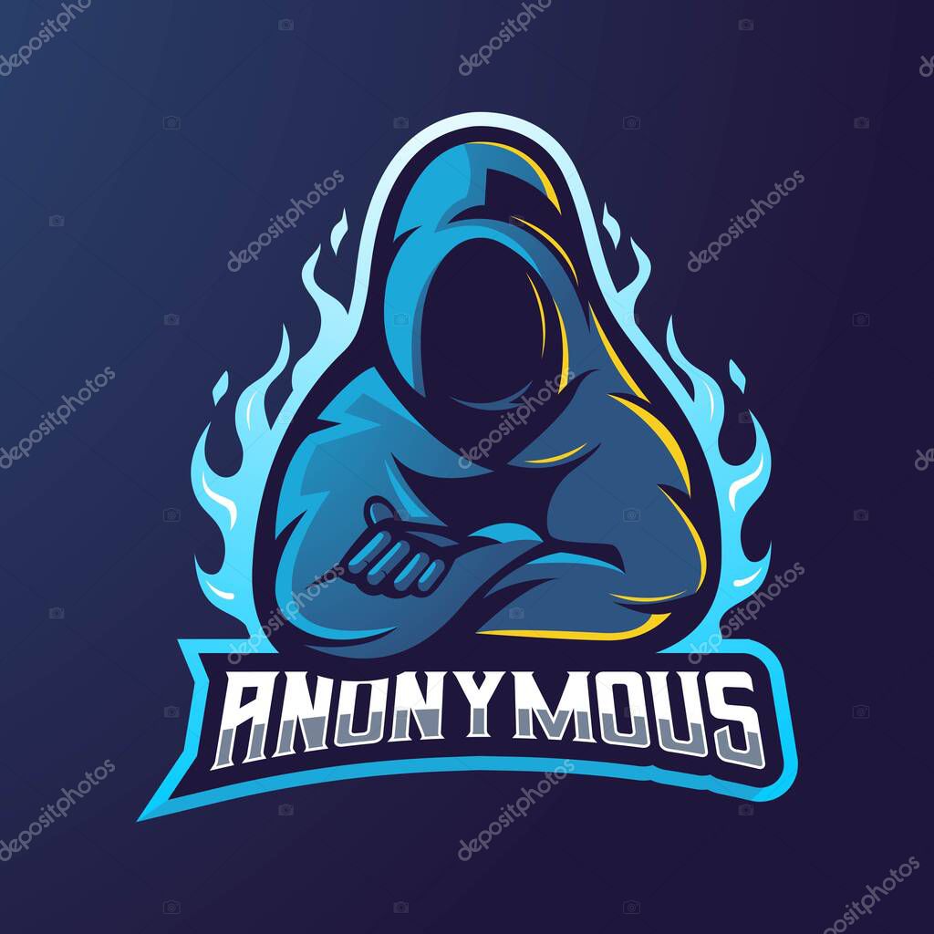 Anonymous mascot logo design vector with modern illustration concept style for badge, emblem and t-shirt printing